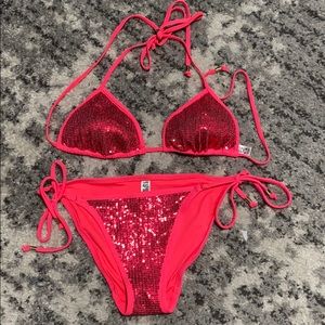 *Almost New* VS Pink | Hot Pink | Sequin Bikini